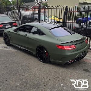 Mercedes Benz S63 wrapped in Matte Military Green vinyl