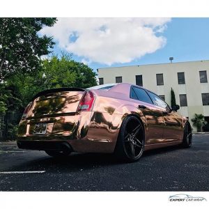 Chrysler 300c wrapped in Avery SW Rose Gold Chrome vinyl