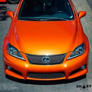 Lexus Isf wrapped in Gloss Fiery Orange vinyl