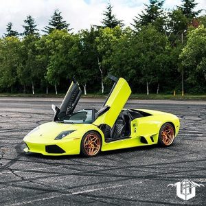 Lamborghini Murcielago wrapped in Avery SW Gloss Lime Green vinyl