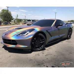 Chevrolet Corvette wrapped in ColorFlip Psychedelic shade shifting vinyl