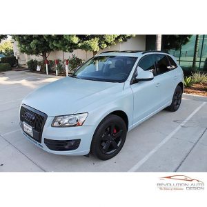 Audi Q5 wrapped in Satin Battleship Gray and Satin Black vinyls