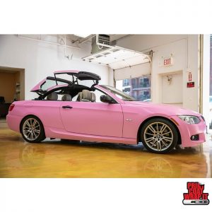 BMW 3-Series wrapped in Avery ColorFlow Satin Bubblegum Pink vinyl