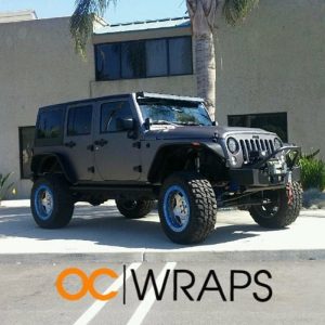 Jeep Wrangler wrapped in Matte Dark Gray vinyl