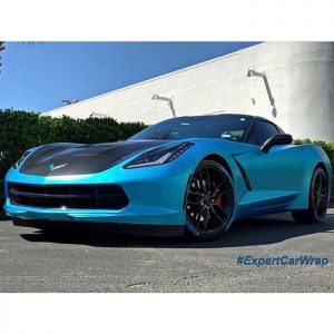 Chevrolet Corvette wrapped in Satin Ocean Shimmer and Satin Black vinyls