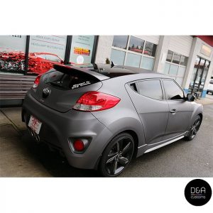 Hyundai Veloster wrapped in Avery SW Matte Charcoal Metallic vinyl