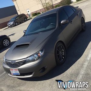 Subaru Impreza wrapped in Matte Charcoal Metallic vinyl