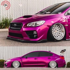 Subaru WRX wrapped in Gloss Fierce Fuchsia vinyl