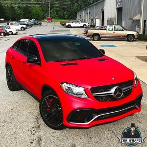 Mercedes Benz GLE wrapped in Avery SW Matte Cherry Metallic vinyl