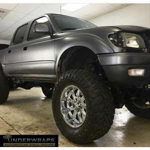 Toyota Tacoma wrapped in Satin Dark Gray vinyl