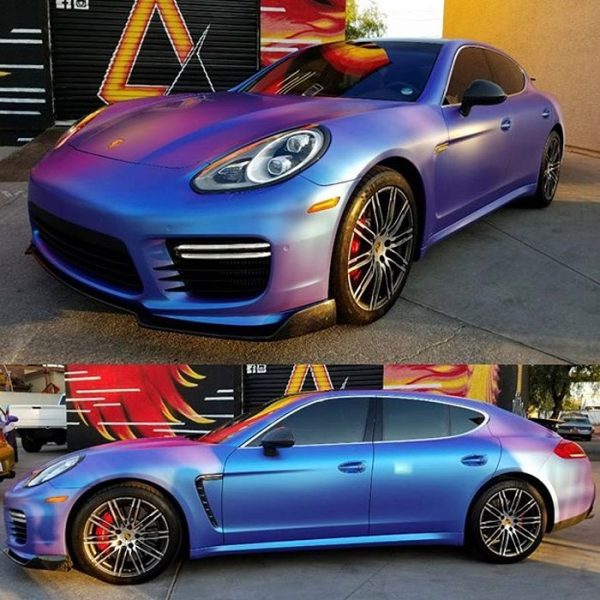 Porsche Panamera Wrapped In ColorFlip Satin Glacier Frost Blue Purple