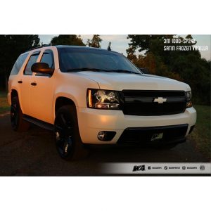 Chevy Tahoe wrapped in new 1080 Satin Frozen Vanilla vinyl