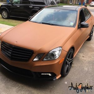 Mercedes Benz E-550 wrapped in Matte Copper Metallic vinyl