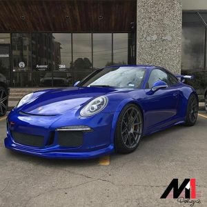 Porsche 911-GT-3 wrapped in Gloss Cosmic Blue vinyl