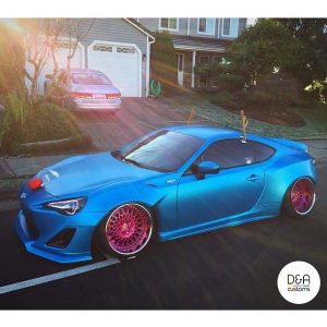 Scion FRS wrapped in Satin Ocean Shimmer vinyl