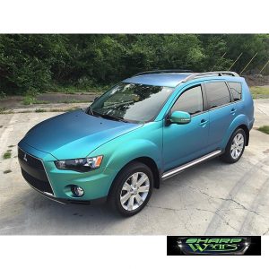 Mitsubishi Outlander wrapped in Orafol Shift Effect Matte Aquamarine shade shifting vinyl