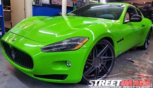 Maserati Gran Turismo wrapped in Avery SW Gloss Grass Green vinyl