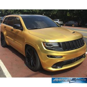 Jeep Grand Cherokee wrapped in Arlon UPP Satin Gold Chrome vinyl