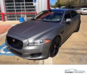 Jaguar XJL wrapped in Avery SW Matte Gunmetal & Gloss Black vinyls