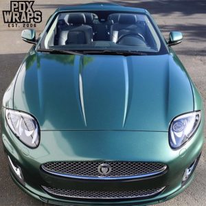 Jaguar RK wrapped in Matte Pine Green Metallic vinyl