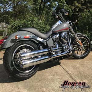 Harley Davidson Motorcycle wrapped in Avery SW900 Gloss Dark Grey vinyl