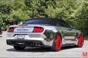 Ford Mustang-GT wrapped in Avery SW Silver Chrome vinyl