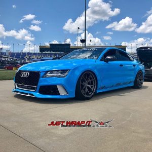 Audi wrapped in Avery Gloss Light Blue vinyl