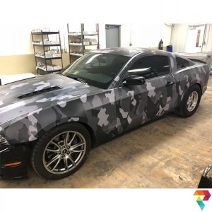 Ford Mustang wrapped in custom printed 3M 480mC vinyl