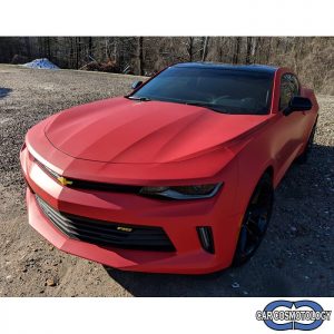 Chevrolet Camaro wrapped in 3M 1080 Matte Red vinyl