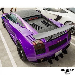 Lamborghini Gallardo wrapped in 3M 1080 Gloss Plum Explosion and Shadow Black vinyls