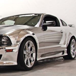 Ford Mustang wrapped in Avery Conform Chrome