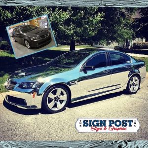 Pontiac G8 wrapped in Avery Conform Silver Chrome