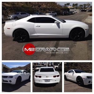 Chevrolet Camaro wrapped in Avery SW Satin White