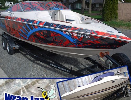 Boat Wrapped In Custom Printed 3m Ij180mc-120 Metallic Satin White 