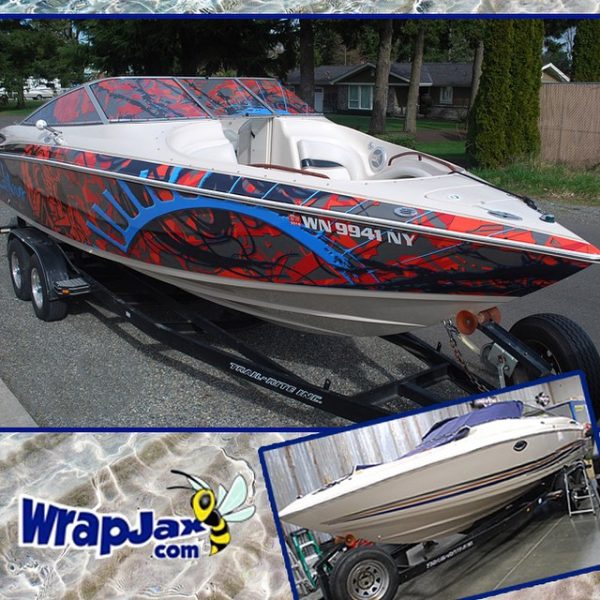 Boat wrapped in Custom printed on 180Cv3 vinyl Solvex perforated vinyl ...