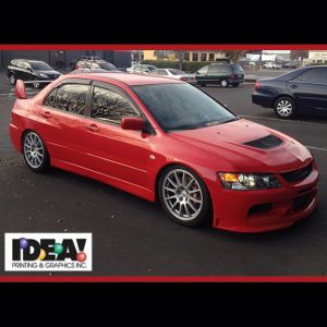 Mitsubishi Evolution wrapped in Avery Gloss Carmine Red