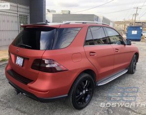 Mercedes Benz wrapped in Satin Red Aluminum vinyl