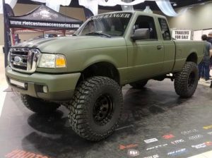 Ford Ranger wrapped in Matte Military Green vinyl