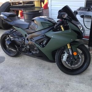 Motorcycle wrapped in Matte Military Green vinyl