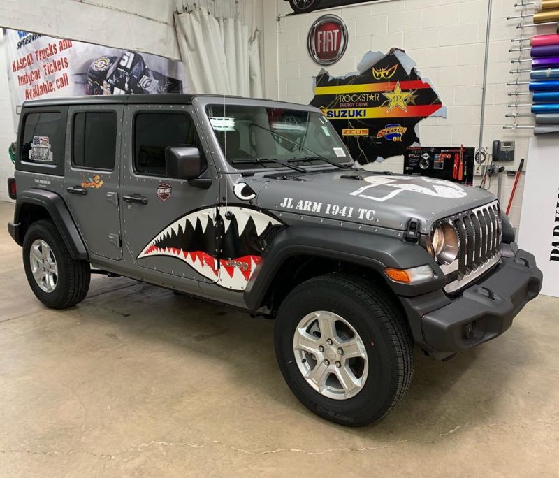 Jeep wrapped in Satin Nardo Gray vinyl - Vinyl Wrap - 3M & Avery