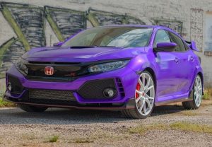 Honda Civic Type R wrapped in Gloss Passion Purple vinyl