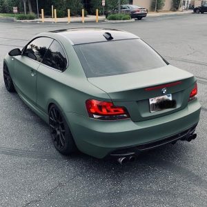 Bmw M3 wrapped in Matte Military Green vinyl