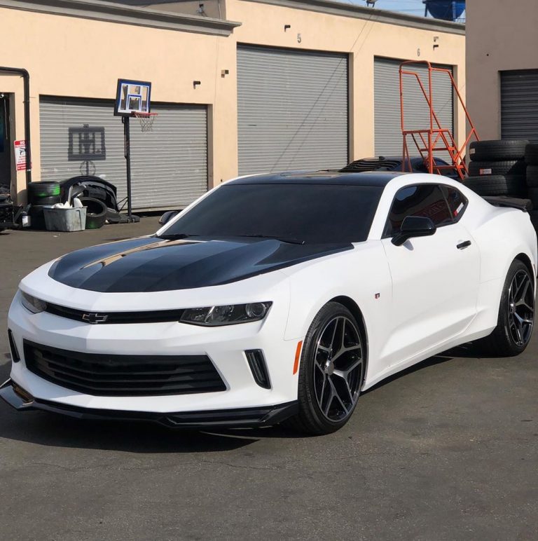 Chevrolet Camaro wrapped in Satin White & Gloss Black vinyl - Vinyl