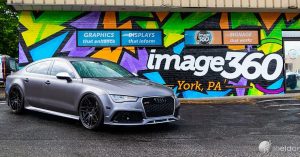 Audi RS7 wrapped in 3M 1080 Satin Dark Gray vinyl