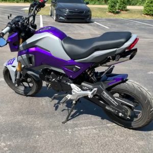 Motorcycle wrapped in Gloss Passion Purple & Satin Nardo Gray vinyl