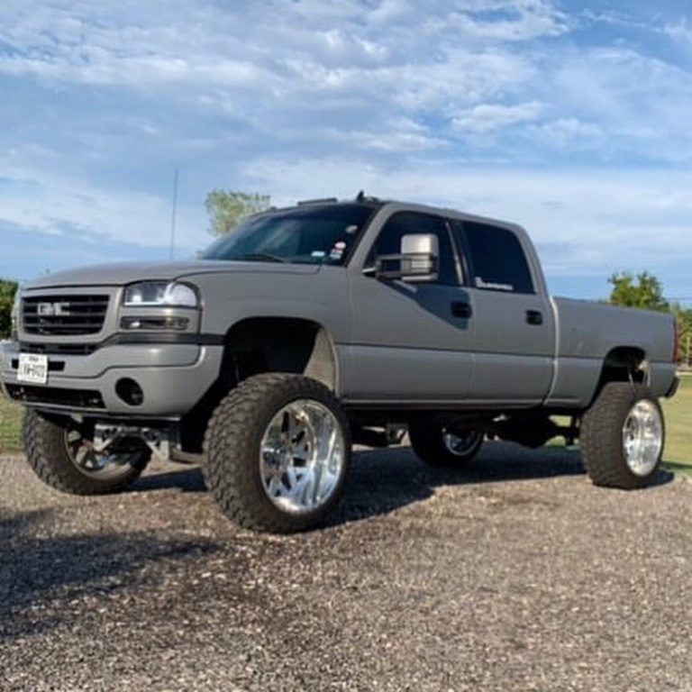 GMC wrapped in Satin Nardo Gray vinyl