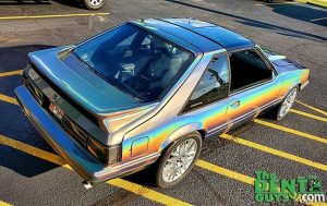 Ford Mustang wrapped in 3M Gloss Flip Psychedelic vinyl