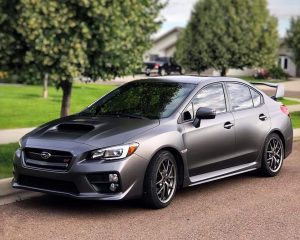 Subaru Wrx wrapped in Satin Charcoal Metallic vinyl