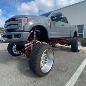 Ford F150 wrapped in Gloss Nardo Gray vinyl