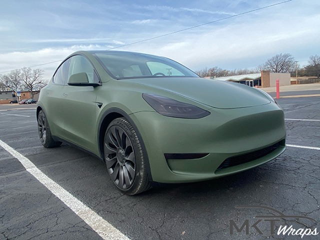 Tesla ModelY Wrapped in 3M Matte Military Green Vinyl - Vinyl Wrap - 3M &  Avery Dennison Vinyl Wrap - Cars & Vehicles